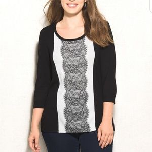 Black and white lace sweater